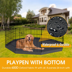 8-Panel Foldable Metal Pet Playpen with Bottom Pad & Cover