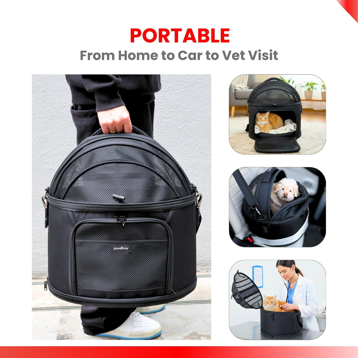 Crash-Tested Portable Small Dog Car Seat for Safe Travel