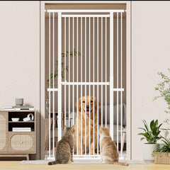 Extra-Tall Pressure-Mounted Metal Pet Safety Gate for Cats & Dogs