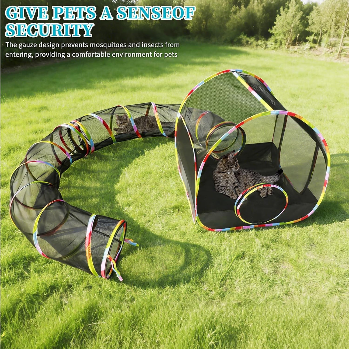 Outdoor Cat Enclosure Playground with Interactive Play Ball