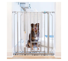 Extra-Wide Pressure-Mounted Pet Safety Gate with Small Pet Door