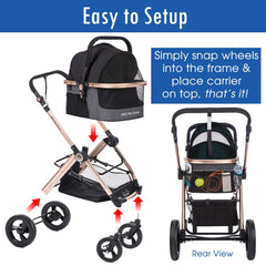 3-in-1 Pet Stroller with Detachable Carrier & Car Seat for Travel