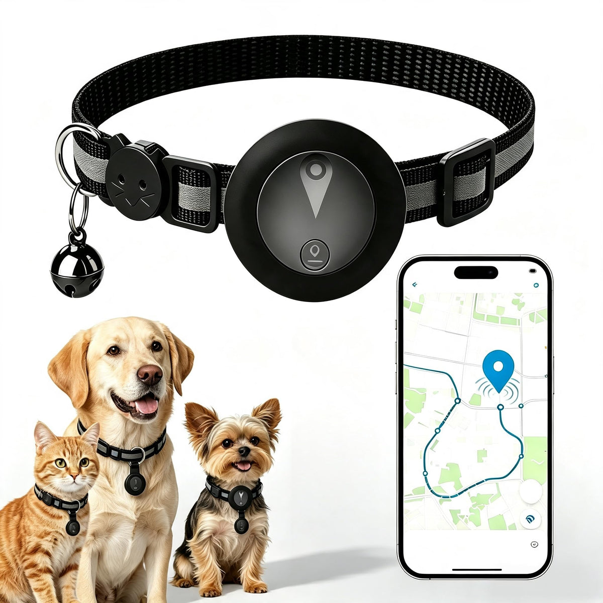 Real-Time GPS Cat Tracker with Waterproof Collar & No Subscription