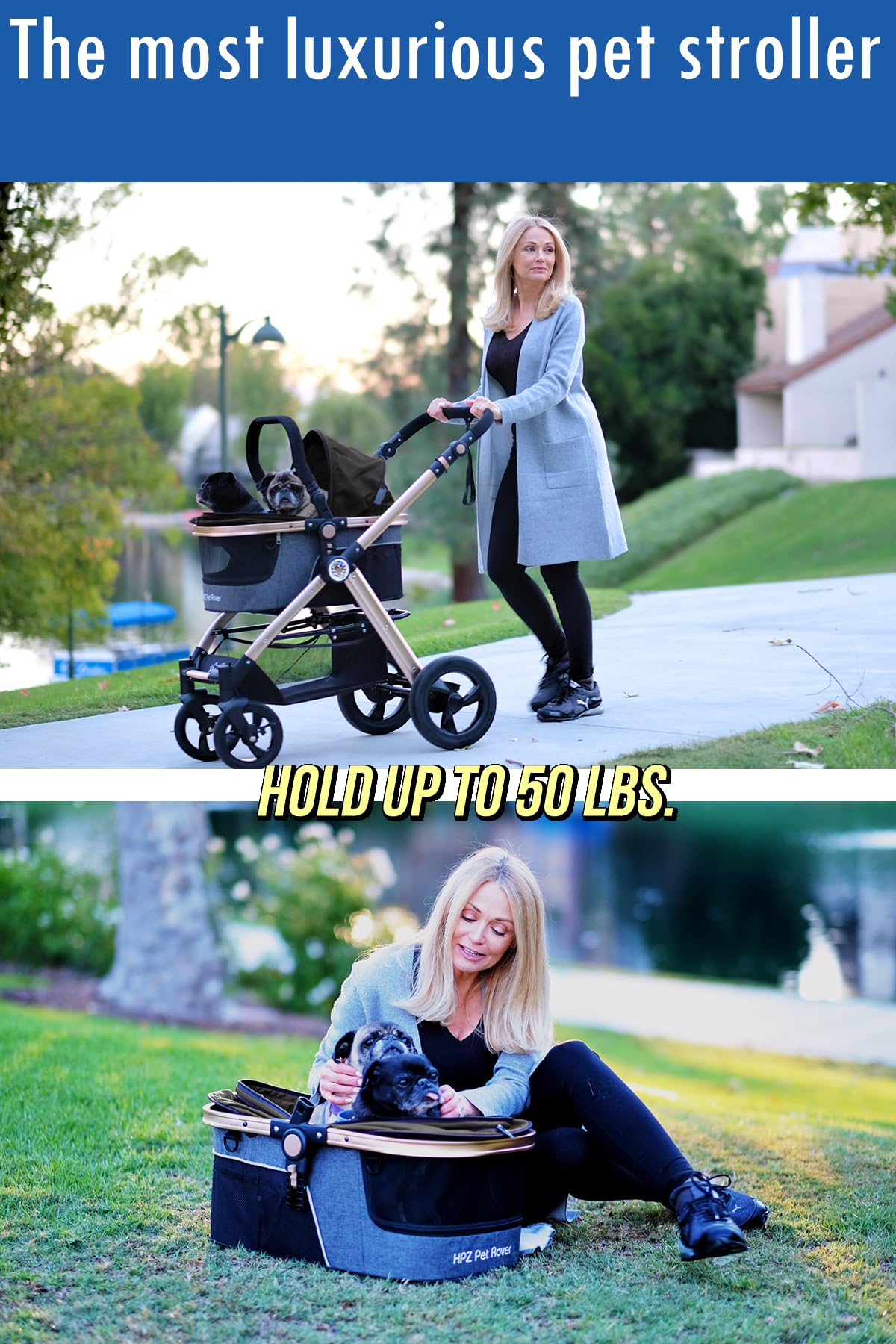 3-in-1 Pet Stroller with Detachable Carrier & Car Seat for Travel