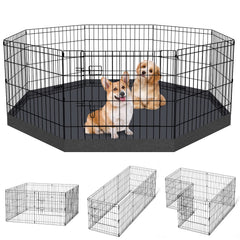 8-Panel Foldable Metal Pet Playpen with Bottom Pad & Cover