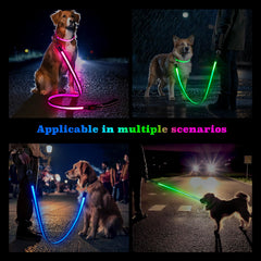 Rechargeable LED Dog Leash with 7 Lighting Modes & Padded Handle