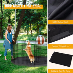 8-Panel Foldable Metal Pet Playpen with Bottom Pad & Cover