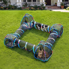 Portable Outdoor Cat Playpen with Tent, Cube & Tunnel Enclosure