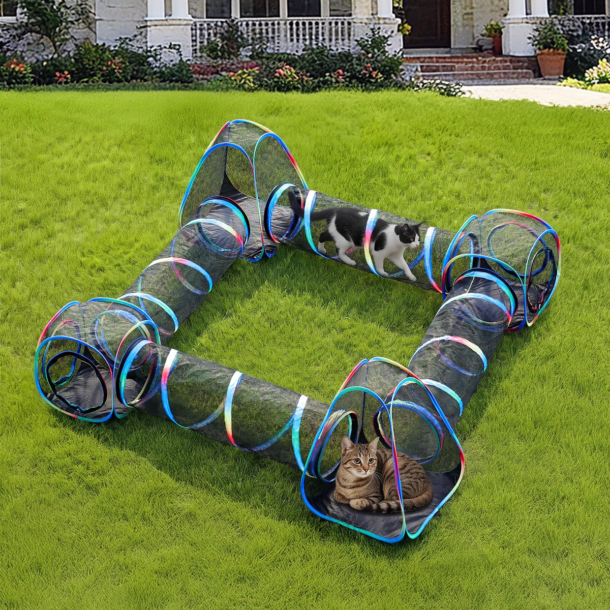 Portable Outdoor Cat Playpen with Tent, Cube & Tunnel Enclosure