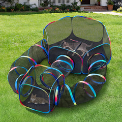 Portable Outdoor Cat Playpen with Tent, Cube & Tunnel Enclosure