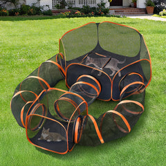 Portable Outdoor Cat Playpen with Tent, Cube & Tunnel Enclosure