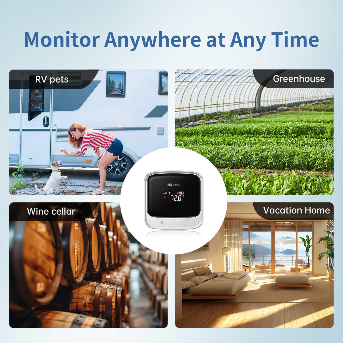 4G Cellular Pet Temperature & Humidity Monitor for Home Safety
