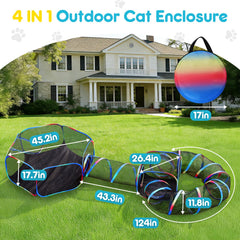 Portable Outdoor Cat Playpen with Tent, Cube & Tunnel Enclosure