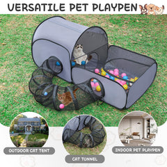 Portable Pet Playpen & Cat Tunnel for Indoor & Outdoor Use