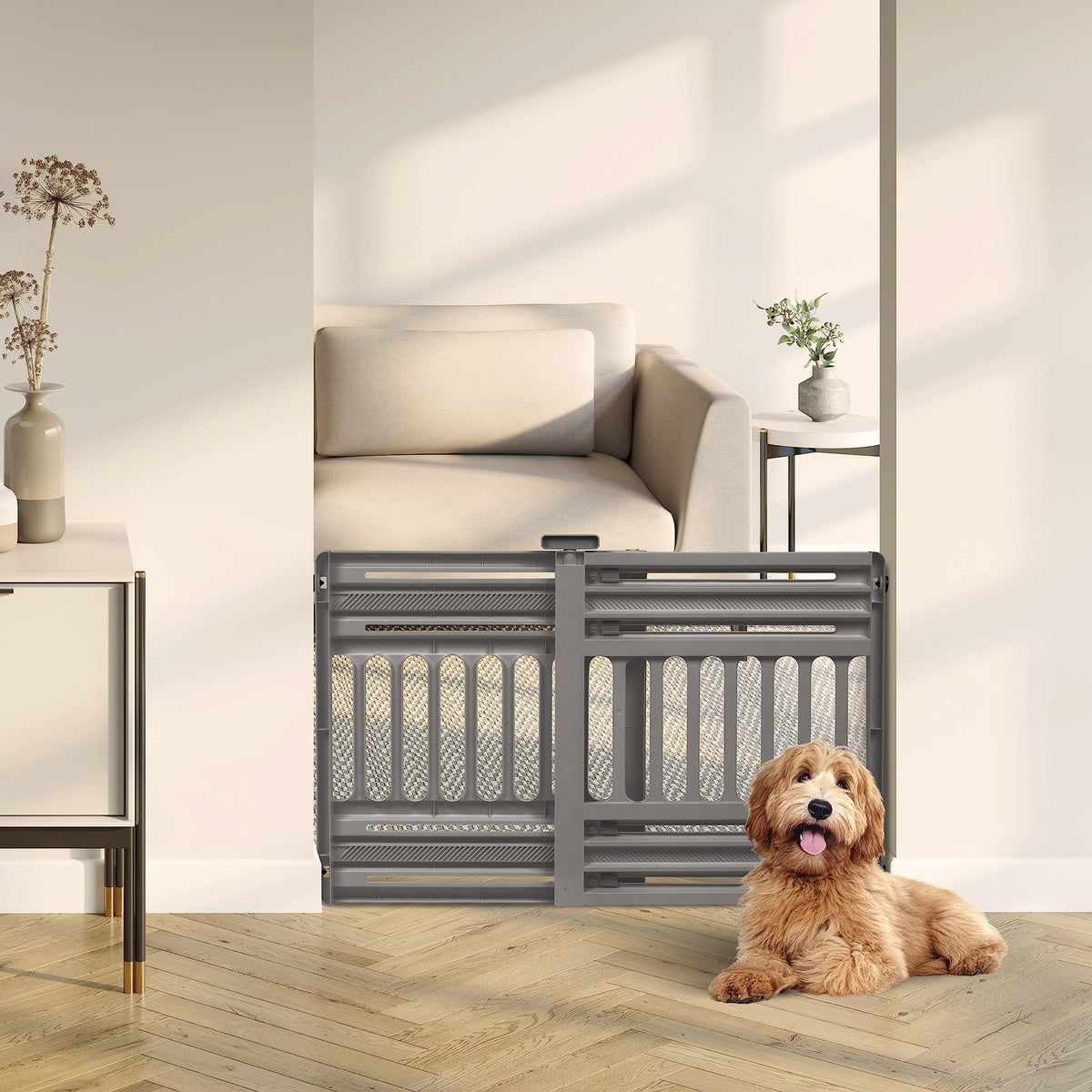 Plastic Pet Safety Gate for Dogs & Cats, Indoor Home Use